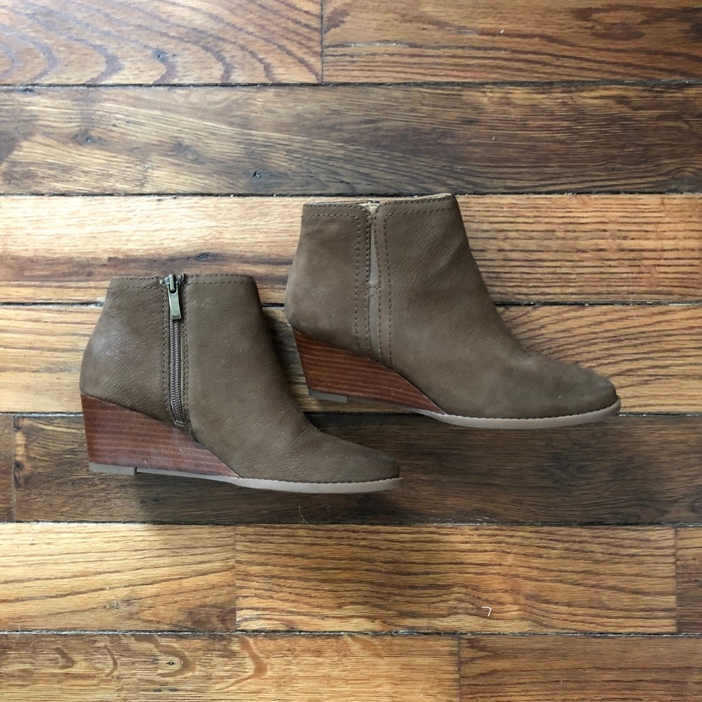 Franco Sarto Brown Leather Side Zip Booties